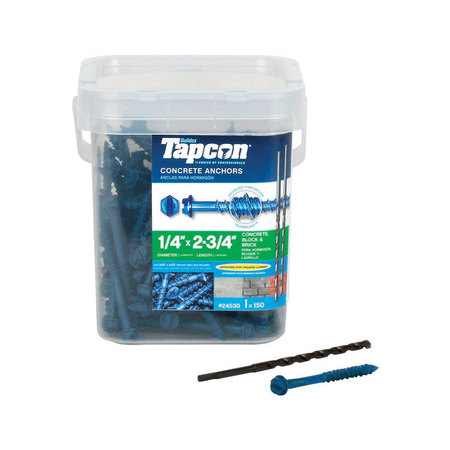 TAPCON Tapcon Concrete Screw, 1/4" Dia., 2 3/4 in L, Climaseal Coated 24530